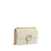 PINKO White Calf Leather Bos Taurus Shoulder Bag