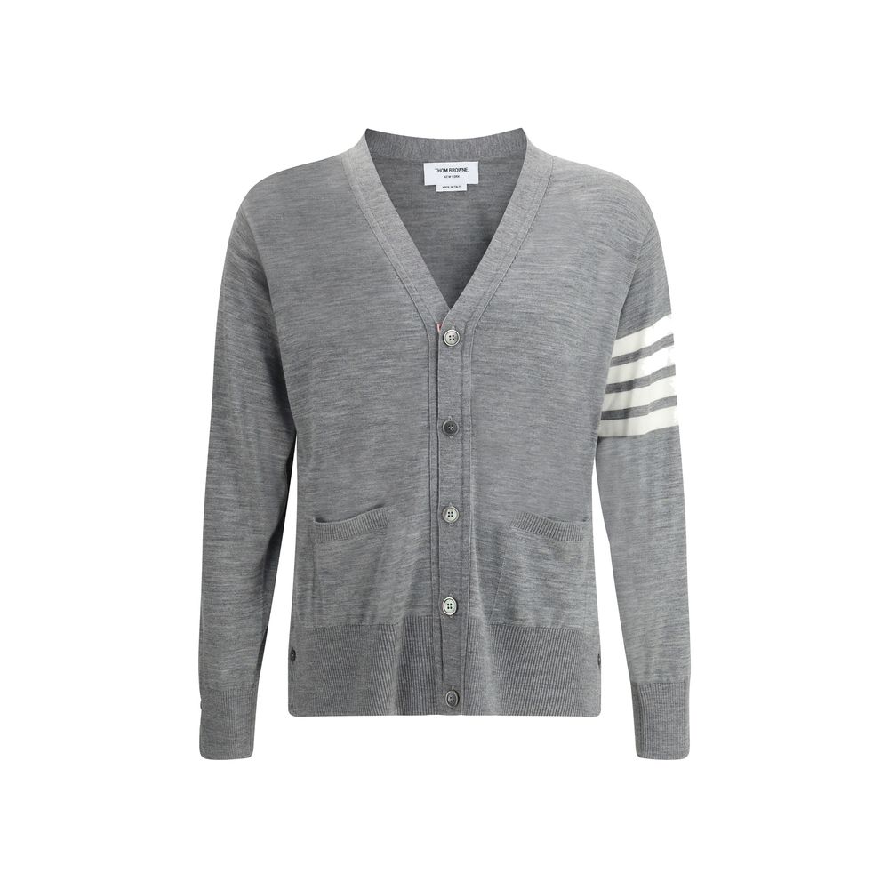 Graue Fleece-Strickjacke von Thom Browne