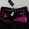 Pantalon court taille haute plissé en laine noire Dolce &amp; Gabbana