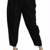 Pantalon court taille haute plissé en laine noire Dolce &amp; Gabbana