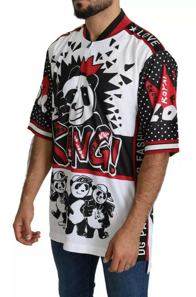 Dolce &amp; Gabbana – Weißes T-Shirt aus Polyester mit King-Panda-Print