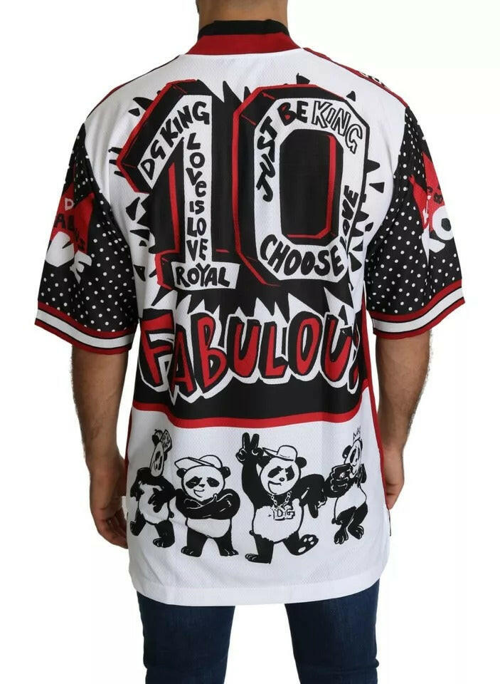 Dolce &amp; Gabbana – Weißes T-Shirt aus Polyester mit King-Panda-Print