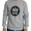 Dolce &amp; Gabbana Grauer Pullover aus Baumwolle mit Crown King-Print