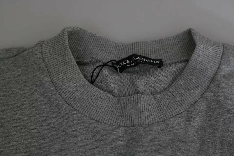 Dolce &amp; Gabbana Grauer Pullover aus Baumwolle mit Crown King-Print