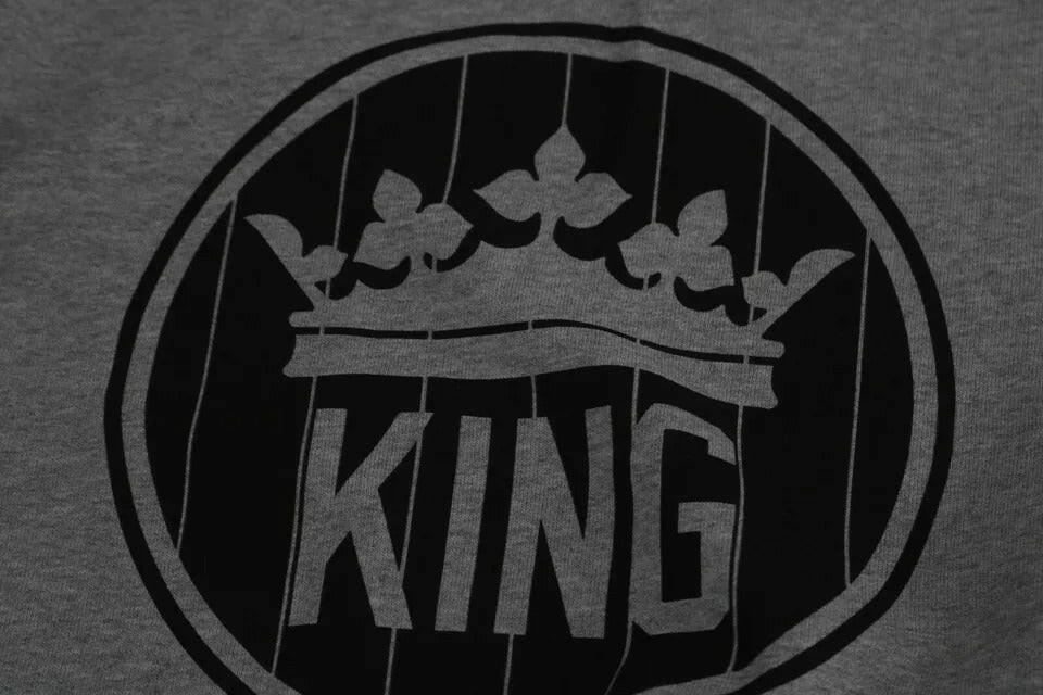 Dolce &amp; Gabbana Grauer Pullover aus Baumwolle mit Crown King-Print