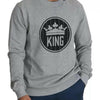 Dolce &amp; Gabbana Grauer Pullover aus Baumwolle mit Crown King-Print