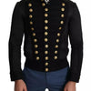 Dolce & Gabbana Black Button Embellished Military Jacket