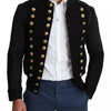 Dolce & Gabbana Black Button Embellished Military Jacket