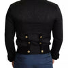 Dolce & Gabbana Black Button Embellished Military Jacket