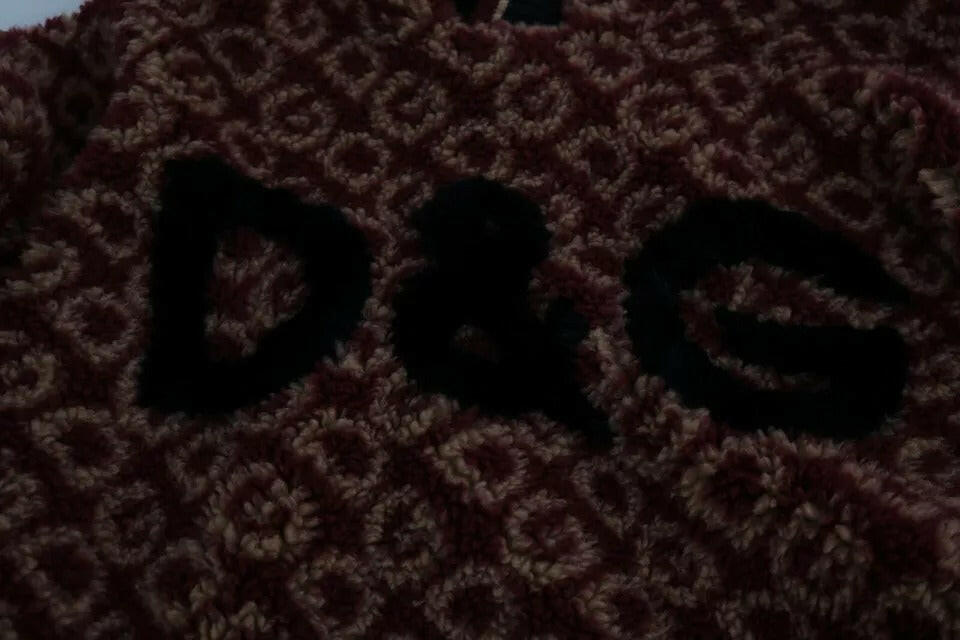 Pull oversize à capuche en laine beige rouge Dolce &amp; Gabbana