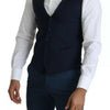 Dolce & Gabbana Navy Blue Men Formal Dress Waistcoat Vest