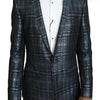Dolce & Gabbana Blue Silver Shiny 2 Piece Slim GOLD Suit