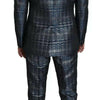 Dolce & Gabbana Blue Silver Shiny 2 Piece Slim GOLD Suit