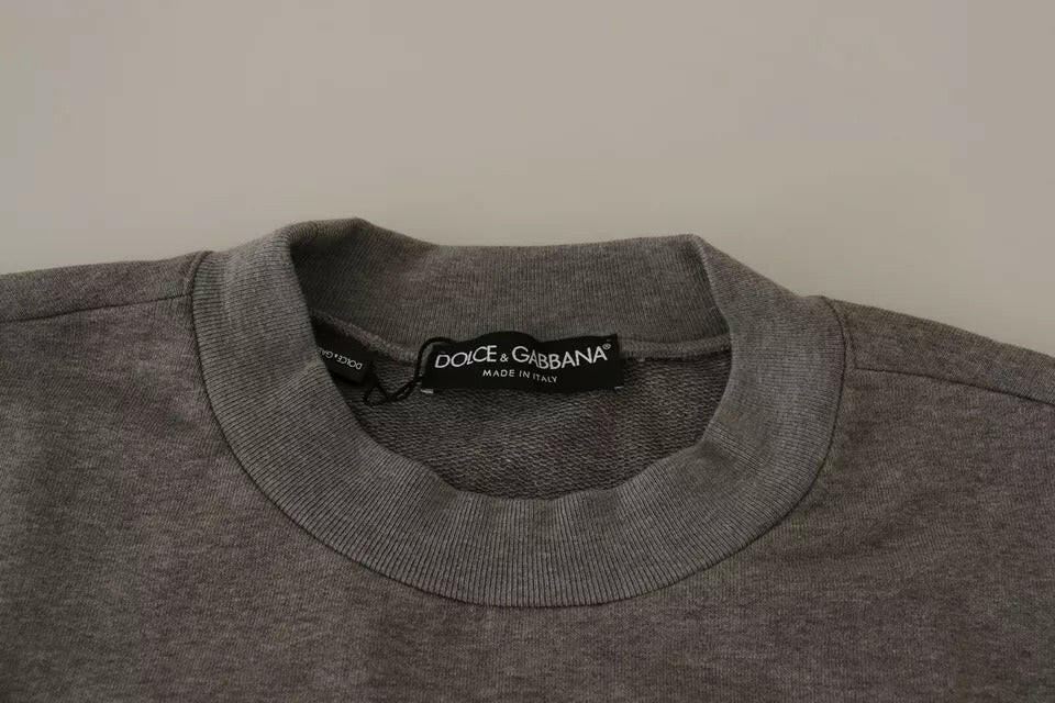 Dolce & Gabbana Gray Crown King Cotton Pullover Sweater