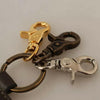 Dolce & Gabbana Green Leather D&G Logo Metal Ring Hook Keyring Keychain