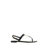 Saint Laurent Black Calf Leather Bos Taurus Flat Sandals