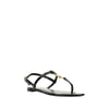 Saint Laurent Black Calf Leather Bos Taurus Flat Sandals