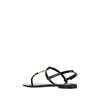 Saint Laurent Black Calf Leather Bos Taurus Flat Sandals