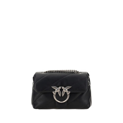 PINKO Black Calf Leather Bos Taurus Shoulder Bag