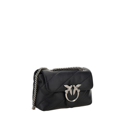 PINKO Black Calf Leather Bos Taurus Shoulder Bag