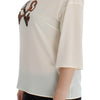 Dolce & Gabbana White Sequined Key Silk Blouse T-shirt Top