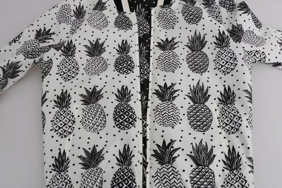 Dolce &amp; Gabbana – Bomberjacke mit Ananas-Print in Weiß und Schwarz