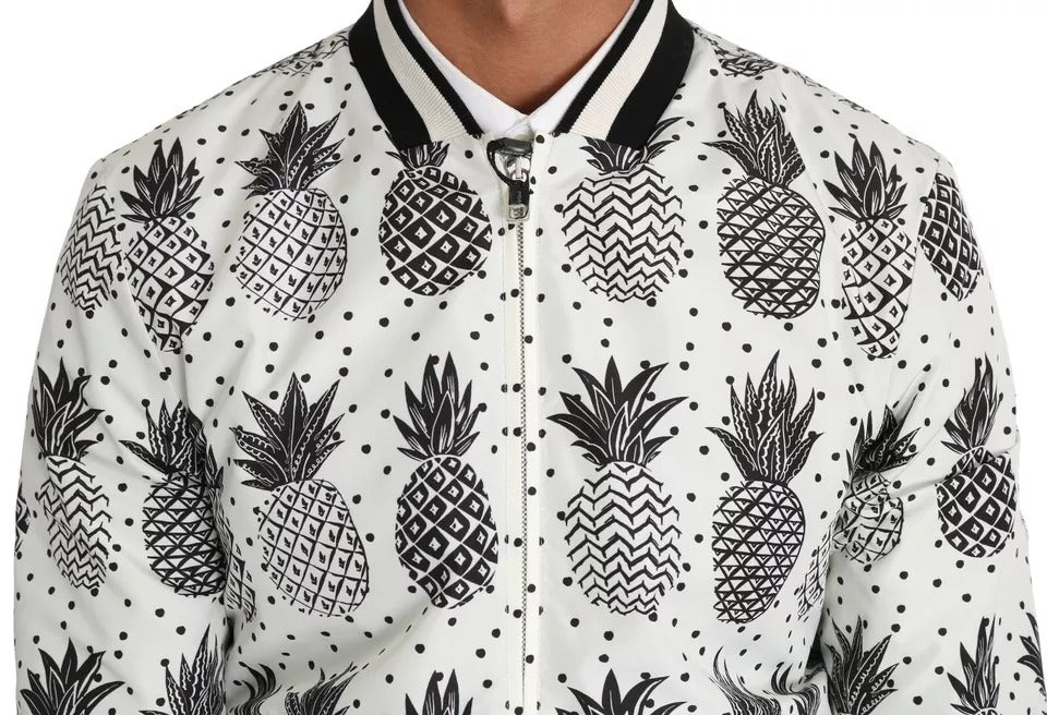 Dolce &amp; Gabbana – Bomberjacke mit Ananas-Print in Weiß und Schwarz