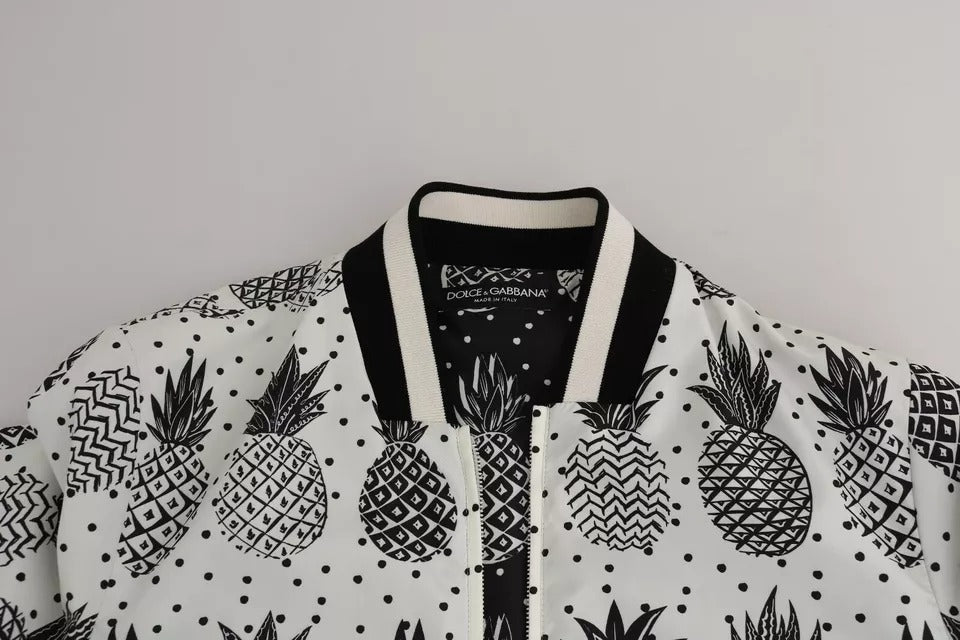 Dolce &amp; Gabbana – Bomberjacke mit Ananas-Print in Weiß und Schwarz