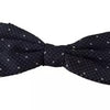 Dolce & Gabbana Blue Patterned Silk Adjustable Neck Bow Tie Men
