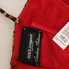 Dolce &amp; Gabbana – Braunes, rotes Etui-Midikleid aus Tüll mit Leopardenmuster