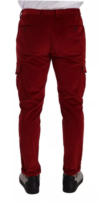 Dolce &amp; Gabbana – Rote Cargo-Röhrenhose aus Cord-Baumwolle