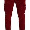 Dolce & Gabbana Red Corduroy Cotton Cargo Skinny Pants