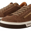 Dolce & Gabbana Brown Suede Logo Low Top Sneakers Men Shoes