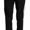Dolce & Gabbana Black White Stripes Wool Tapered Pants