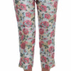 Dolce & Gabbana White Pink Floral Brocade Pants