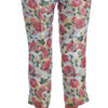 Dolce & Gabbana White Pink Floral Brocade Pants