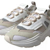Dolce &amp; Gabbana Weiß Beige Leder Sport DAYMASTER Schuhe Sneakers