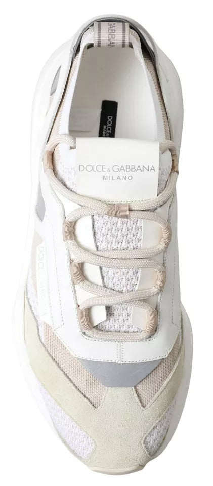 Dolce &amp; Gabbana Weiß Beige Leder Sport DAYMASTER Schuhe Sneakers