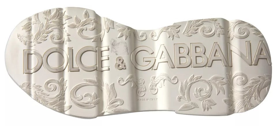 Dolce &amp; Gabbana Weiß Beige Leder Sport DAYMASTER Schuhe Sneakers