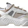 Dolce &amp; Gabbana Weiß Beige Leder Sport DAYMASTER Schuhe Sneakers