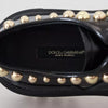 Dolce & Gabbana Black Leather Trekking Derby Embellished Shoes