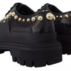 Dolce & Gabbana Black Leather Trekking Derby Embellished Shoes