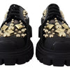 Dolce & Gabbana Black Leather Trekking Derby Embellished Shoes
