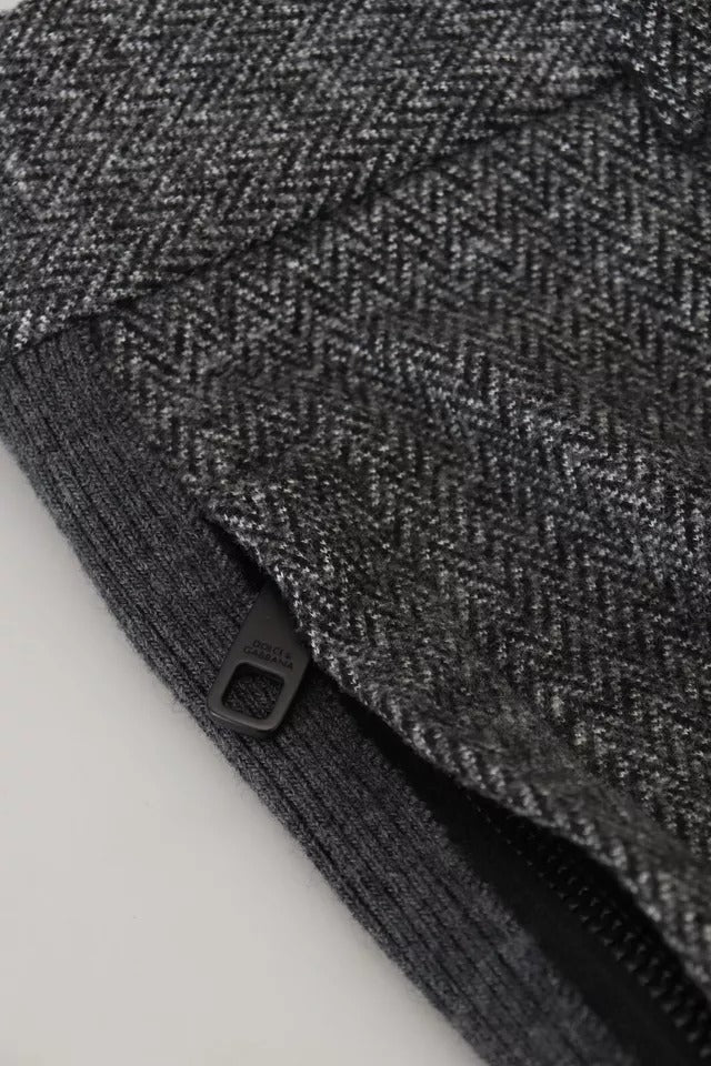 Dolce &amp; Gabbana – Graue Skinny-Hose aus Viskose mit Chevron-Muster