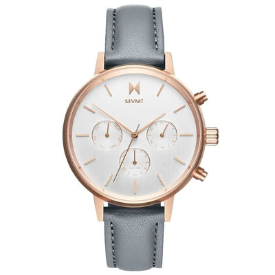 MVMT Gray Leather Dress Watch