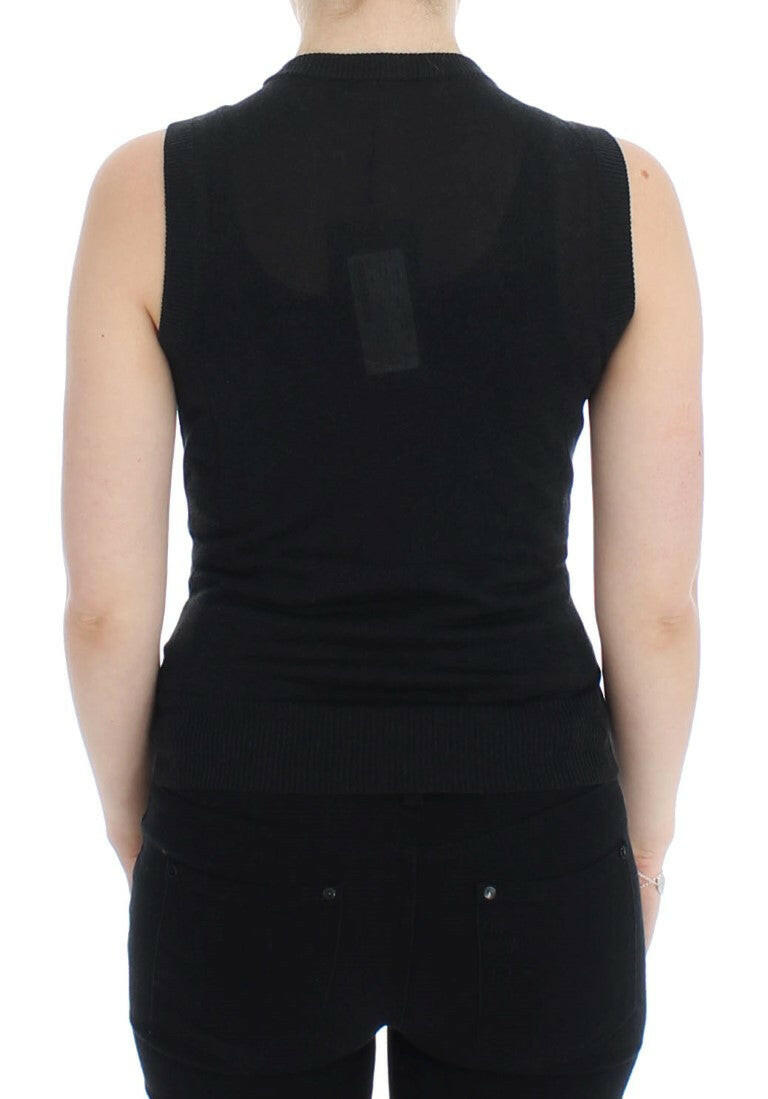 Dolce & Gabbana Black Sleeveless Crewneck Vest Pullover