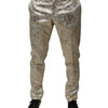 Dolce & Gabbana Gold Floral Jacquard Men Dress Pants
