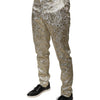 Dolce & Gabbana Gold Floral Jacquard Men Dress Pants