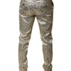Dolce & Gabbana Gold Floral Jacquard Men Dress Pants