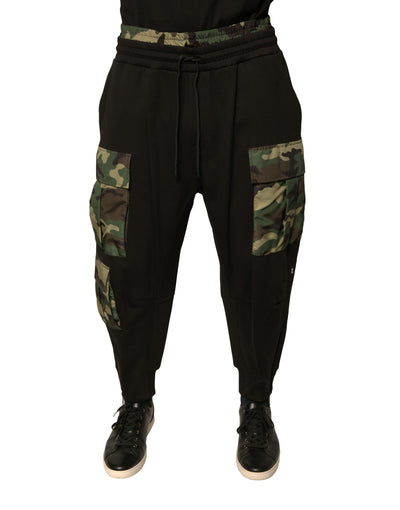 Dolce &amp; Gabbana – Schwarze Jogginghose aus Baumwolle mit Camouflage-Muster